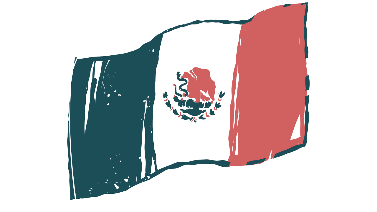 Bandera de México, que señala que el Lenguaje de Señas será de acuerdo a México